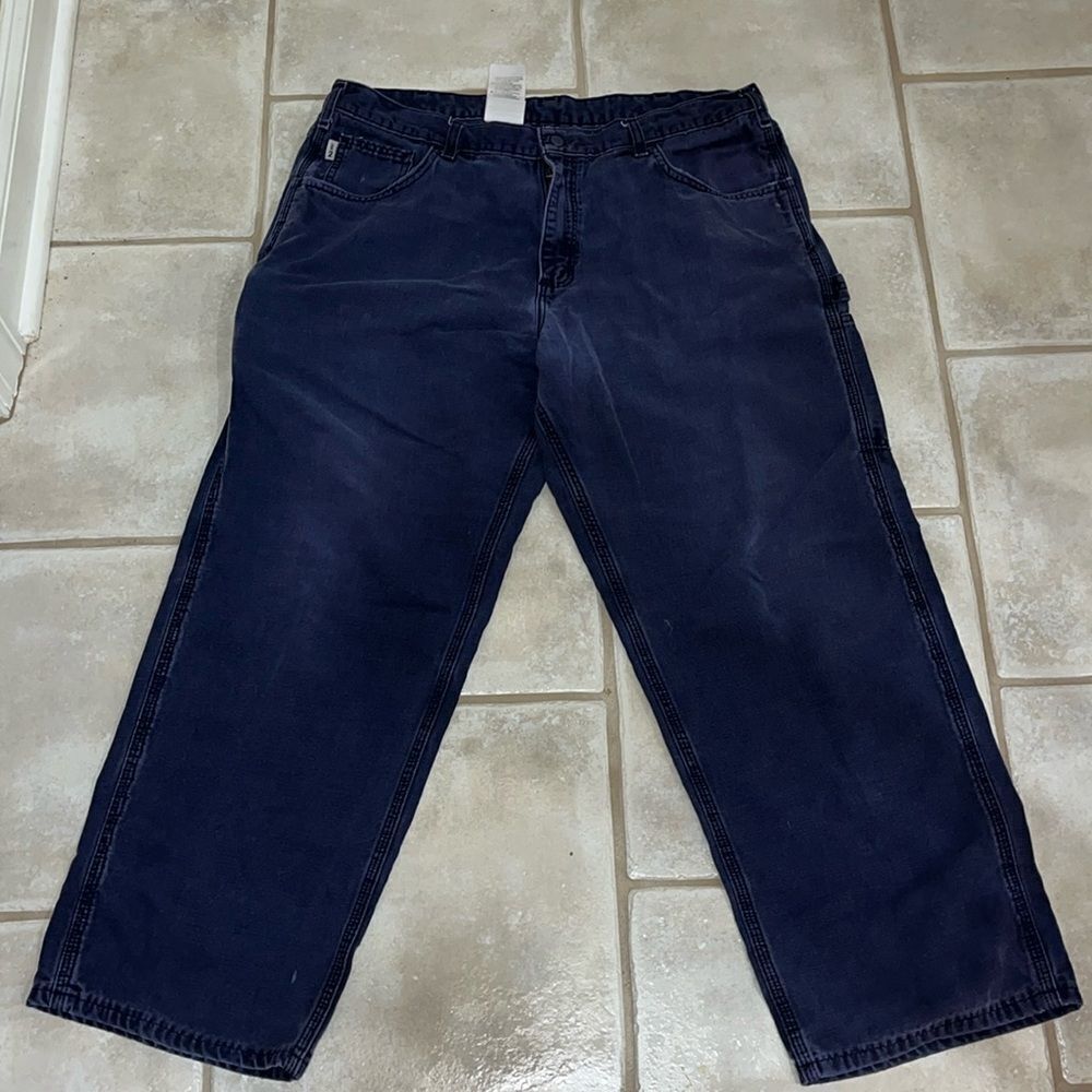 CARHARTT FR Fire Resistant Work Denim Cargo pants 38x32 mens Blue